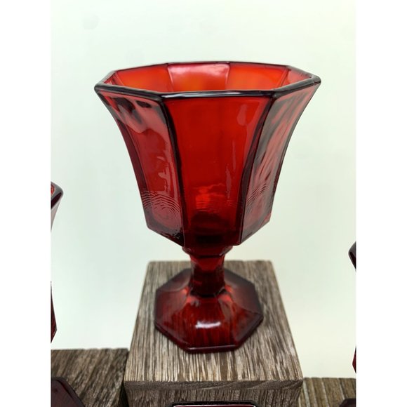 Vintage Independance Ruby Red Glass Wine Cordials. - Picture 4 of 9